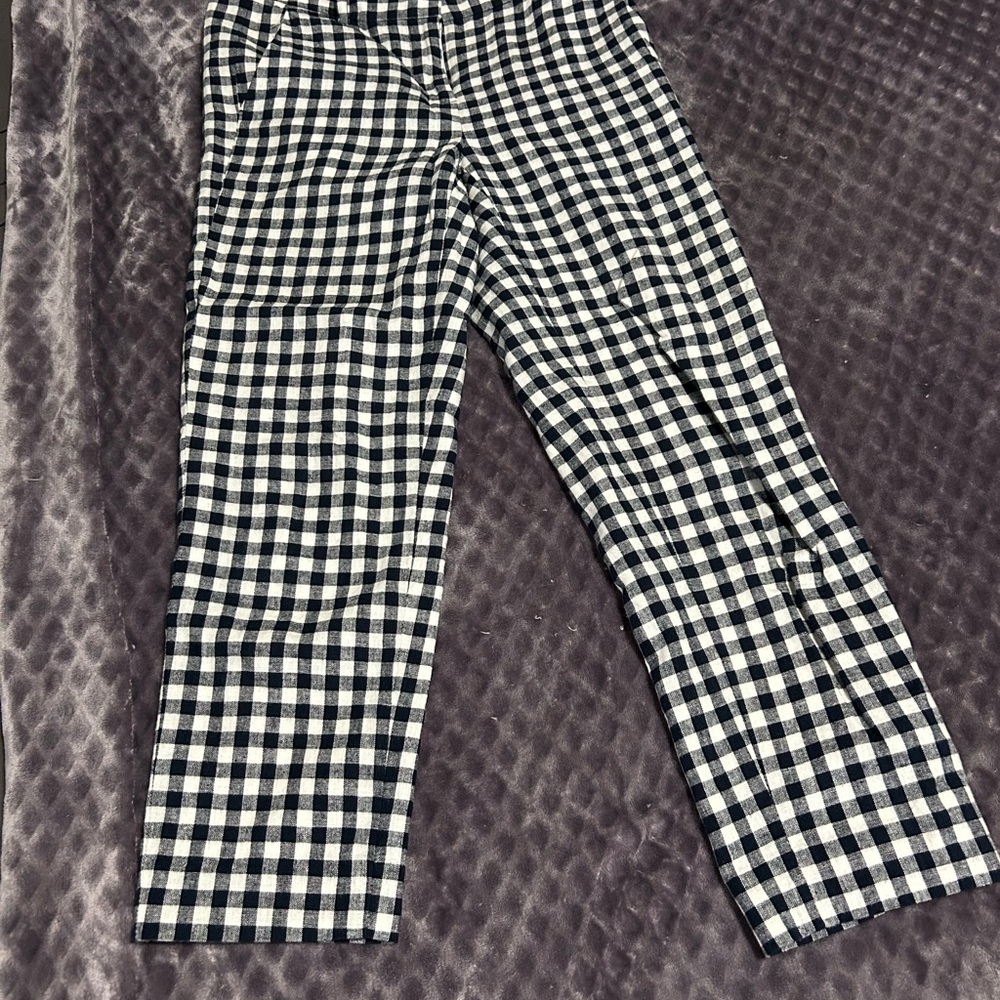 J. Crew Navy and White Checkered Pants
